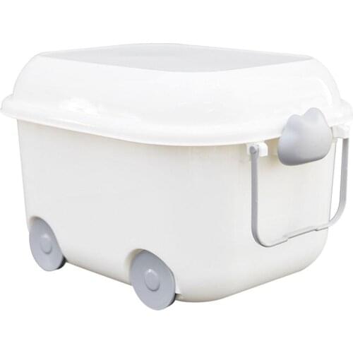 Toys Boxes With Pulley Handle Sundries Clothes Finishing Basket With Cover Pure White Plastic Home Organizers Fast Shipping