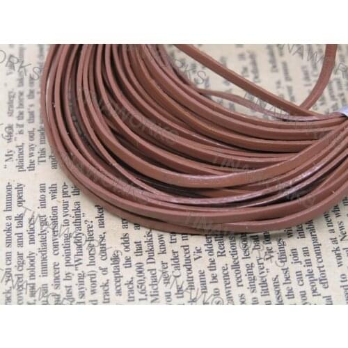 FREE SHIPPING 3*1MM Square Coffe Color Real Leather Cord 100meters