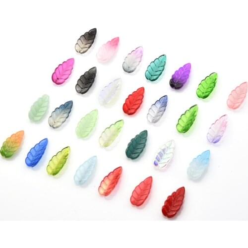 10X23MM Crystal Leaf Beads 50pcs Pendant Glass Beads For Bracelets DIY Crafts Women Charms Handmade Christmas Jewelry Findings