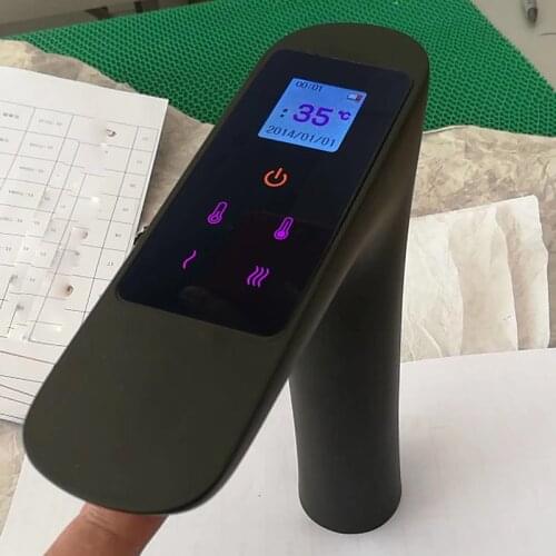 Customized 30 Days Black Basin Faucet Touch Screen Intelligent Washbasin Faucet Digital LCD Bathroom Sink Faucets Deck Mounted