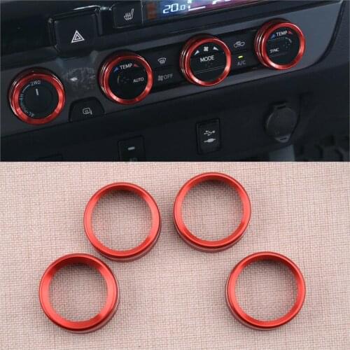 CITALL 4pcs Air Conditioner Switch CD Button Knobs Ring Trim Decor fit for Toyota Tacoma 2016-2018 2019 2020 Aluminium Alloy Red