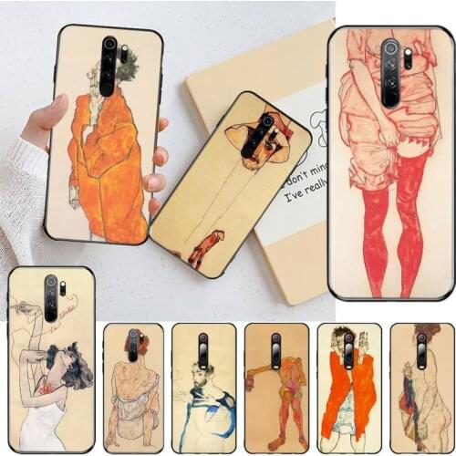 CUTEWANAN Egon Schiele Black TPU Soft Phone Case for Redmi Note 9 8 8T 8A 7 6 6A Go Pro Max Redmi 9 K20
