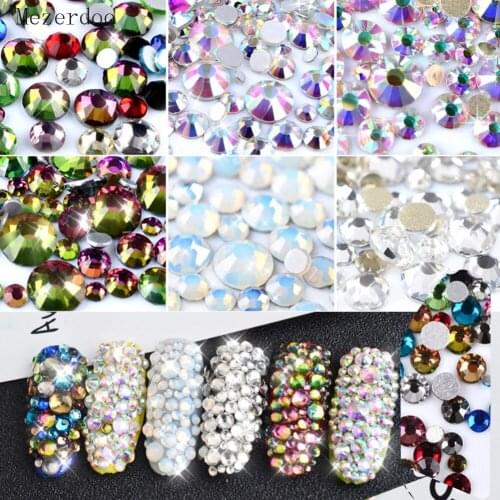 Color Rhinestones Decorations Mix Sizes Nails Crystal Clear AB Non Hotfix Flatback Rhinestones for 3D Nail Art Decor 800Pc/Pack