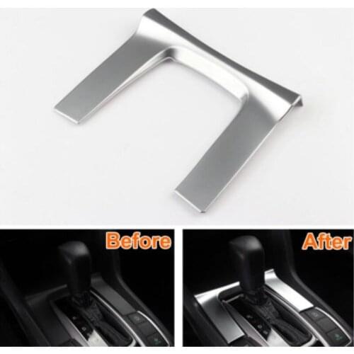 For Honda Civic 2016 2017 Console Gear Shift Box Switch Panel Cover Trim Chrome Decoration Matt Silver Car Styling Accessories