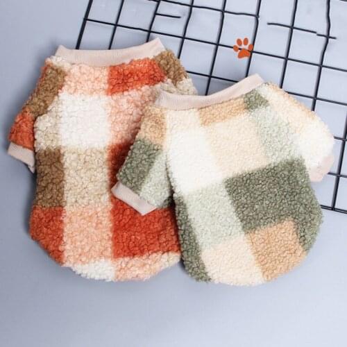 Fleece Plaid Pet Sweaters for Small Dog Cat Berber Pullover Sweatshirt Puppy Kitten Winter Coat Jacket Warm Puppy Outfit Clothes