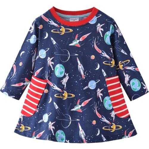 Funnygame Kids Girls Long Sleeve Dress for 2-7T Baby Clothes Cotton Pockets Party Toddler Costume Autumn Spring Girls Dresses