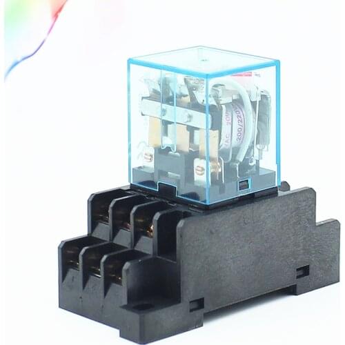 HH63P LY3 LY3NJ JQX-13F relay AC12V/AC24V/AC110V/AC220V 10A 11PIN silver contact dpdt electric rele with socket