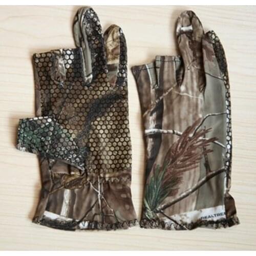 Camouflage Antislip Fishing Gloves Three finger cut Fishing Glove Elastic Fishing glove