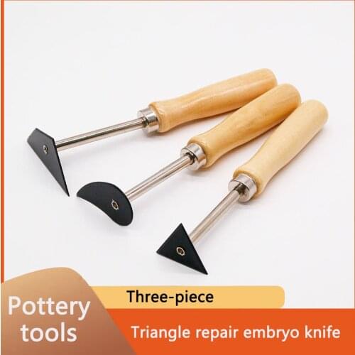 Ceramic art triangle trimming knife 3-piece ceramic art tool drawing tool trimming tool mold repair tool knife ceramic commonly