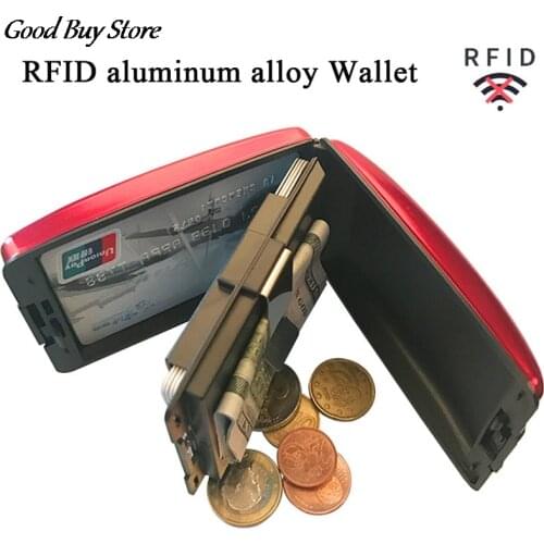 Business Purses Secure Safe Rfid Card Holder Wallet Men Women Aluminum Alloy Bags Credit Bank Metal Protector Cover Coin Purse