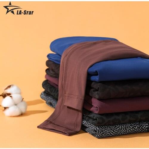 Womens Matte Brushed Workout Leggings 28 inches Light Fleece High Waisted Yoga Pants with Pockets Warm Tights