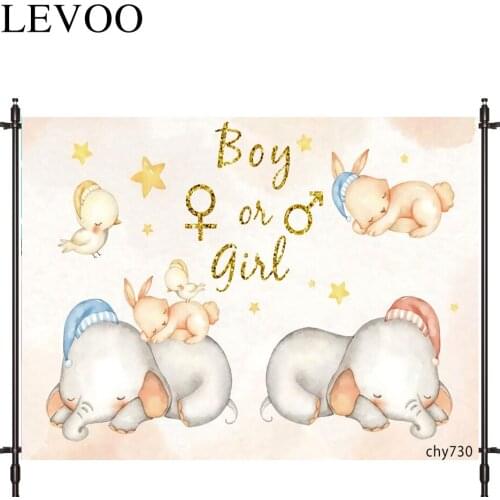 LEVOO Photographic Background Gender Reveal Cartoons Lovely Elephant Rabbit Photo Studio Photocall Printed Shoot Prop Decor