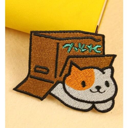 Cute Carton Cat Embroidery Cloth Sticker Jcaket Badge Applique Embroidery Animal Patches for Backpack DIY