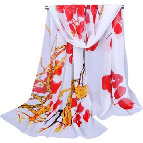 Fashion Ink Flower Shawl Female Printed Scarf Painting Old Tree Floral Print Women Chiffon Thin Shawl Long Ladies Shawl scarf
