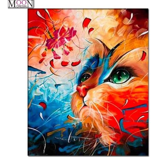 Cartoon 5D DiyDiamond Painting Red Big Eyes Cat Diamond Mosaic Full Square Round Diamond Embroidery Cross Stitch Rhinestones Kit