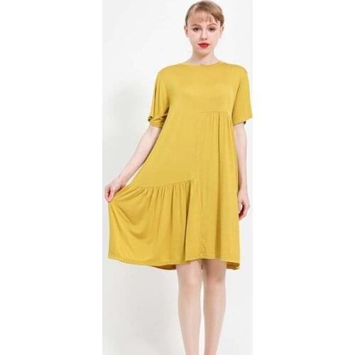 Modal Nightdress Womens 2021 New Summer Short Sleeve Dress Large Size Loose Pregnant Female Pajamas Skirt Simple Plus Size