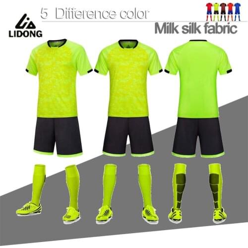 New Jacquard cloth Soccer Jerseys Set Men Kids Football kit Training Suits Uniform camisa de futebol Fluorescent green t shirt