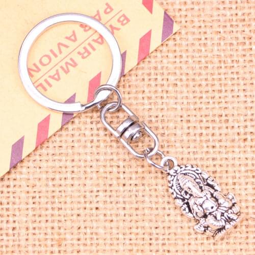 New Fashion Keychain 26*14 mm Ganesha elephant buddha Pendants DIY Men Jewelry Car Key Chain Ring Holder Souvenir For Gift