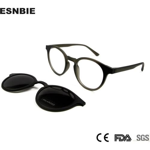 TR90 Vintage Round Eyeglasses Women Men Magnetic Clip On Sunglasses Polarized Clip-On Glasses Optical Prescription Eyewear