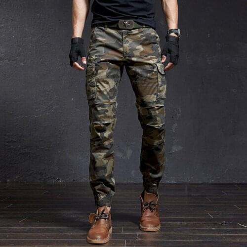 Autumn Winter Cargo Pants Men Jogger Casual Camouflage Work Overalls Fit Multi-pocket Denim Military Tactical Trousers For Men