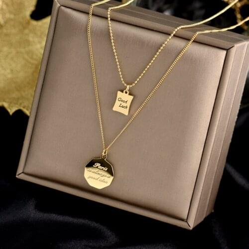 316L stainless steel a three-wear shower do not pick Good luck necklace temperament niche design double-layered sweater chain