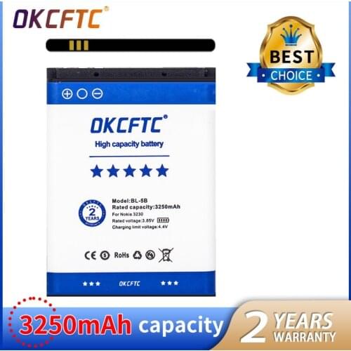 3250mAh Phone Battery Replacement Mobile Phone Battery BL-5B BL5B BL 5B Batteries for Nokia 5300 5320 N80 N83 6120C 7360 3220