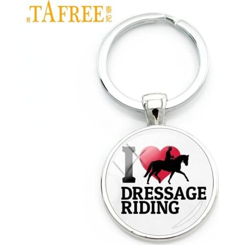 TAFREE Brand I Love Dressage Riding keychain fashion women men horse jump equestrian sports style key chain ring jewelry SP531