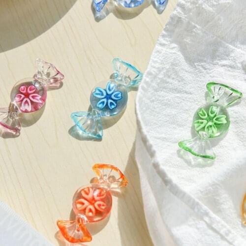 Candy Ornament Embedded Flowers Pendant Colorful Mini Realistic Glass Candies Home Decor High Simulation Pop Art Desktop Model