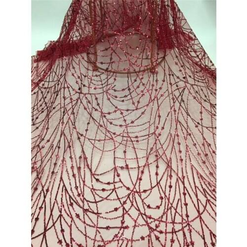 YG-727.881 good looking small beadsTulle fabric Factory price sequins Nigerian lace fabrics