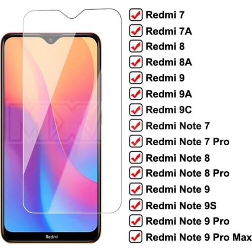 9H Tempered Glass For Xiaomi Redmi 9 9A 9C 8 8A 7 7A 10X Redmi Note 8T 7 8 9S 9 Pro Max Screen Protector Safety Protective Glass