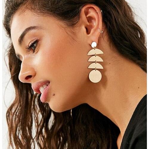 Gold Silver Color Statement Geometric Circle Metal Pendientes Earrings for Women Fashion Drop Earring Brincos 2018 new