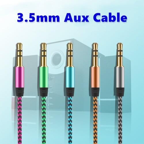 1M 3.5mm Aux Cable Nylon Braided Stereo Jack Audio Cable Male To Male Plug Car Auxiliary Cord For iPhone Xiaomi Huawei 1/2/3PCS