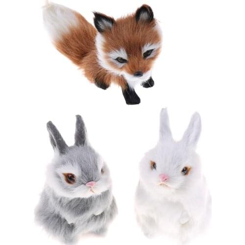 1PCS Simulation Mini Pocket Toy Cute Artificial Animal Small Rabbit Fox Plush Toys Kids Toys Decorations Birthday Gift