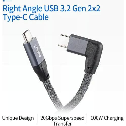10Gbps USB-C USB 3.1 Type C Gen2 Male Data Video 100W Cable 90 Degree Left Right Angled with E-marker