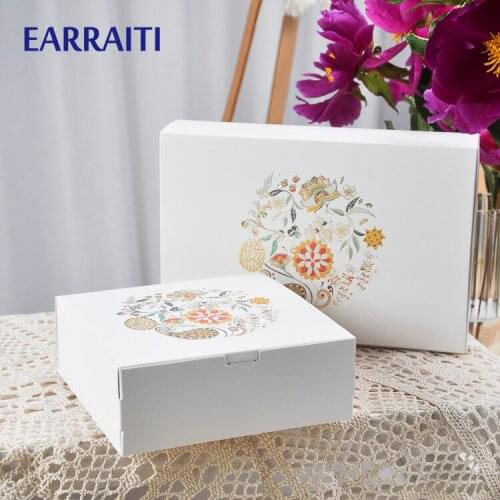 12PCS Paper Box Wedding Favor Gold Flower Candy Gifts Packaging Jewelry Baking Cake Packing Birthday Home Party Decor