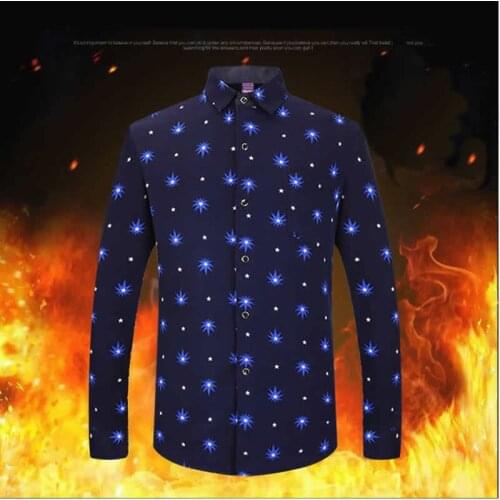 2019 Fashion mens shirt blouse 100% Cotton man Winter velvet thick warm print lattice Plus size 6XL Long Sleeved shirt Soft