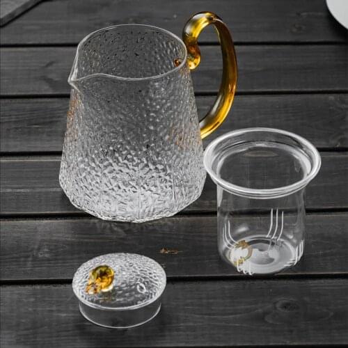 2020 New Hammer Pattern Teapot Home Cooking Tea High Temperature Filter Flower Teapot Glass Cup Single Pot Kung Fu Teapot Teaset