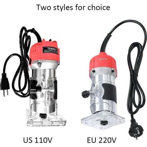 220V 800W Trim Router 30000r/min with Transparent Base Edge Guide Wood Laminate Electric Trimmer Compact Palm Router Corded