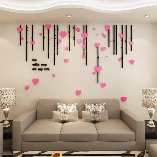 3D Flower Leaf Creative Wall Sticker Living room sofa TV wall sticker Marriage room Acrylic wall decoration waterproof wallpaper