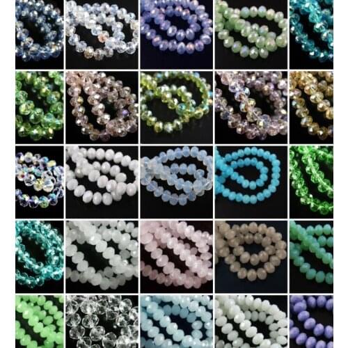 4mm 6mm 8mm 10mm pick size v53563 multicolor Mixed white black Rondelle Faceted Glass Beads Bracelet DIY Jewelry crystal