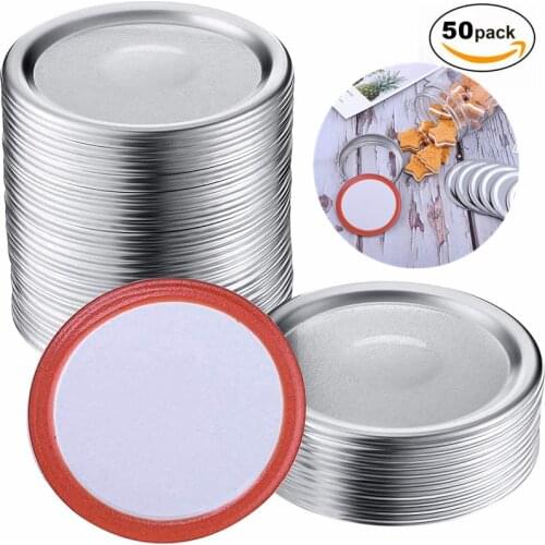 50Pcs Regular Mouth Canning Lids 70/86MM Mason Jar Canning Lids Leak Proof Reusable Split-type Tinplate Jar Bands Rings #30