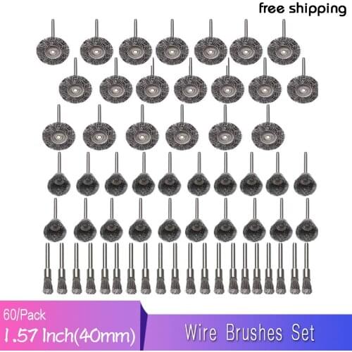 60 Pcs Wire Brushes Set, Rocaris Steel Wire Wheels Pen Brushes Set Kit Accessories Dremel Rotary Tool for sanding polishing