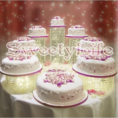 7pcs/set Wedding Master table decoration Crystal transparent Cake holder group Birthday acrylic cake stand for party