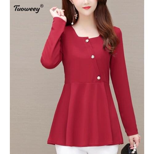 Solid Women vintage Blouses 2021 Fashion autumn summer style long Sleeve button Long Shirt Female Casual tops camisas mujer