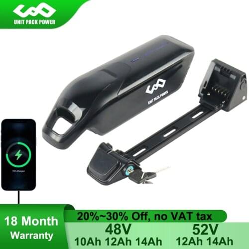 48V 52V 10Ah 10.4Ah 11.6Ah 14Ah Side Open Dolphin Electric eBike Battery for 48Volt 1000W 750W 500W 350W 52Volt Bicycle Motor