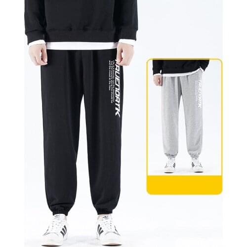 Korean Men Sweatpants Letter Wide Leg Trousers Print Fashion Pattern Hip Hop Casual 2021 Spring Autumn Decoration Pant Style