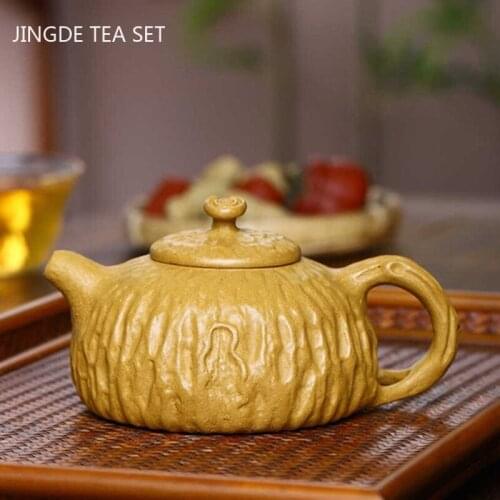Yixing Purple Clay Teapots Raw Ore Section Mud Home Tea Pot Handmade Filter Kettle Customized Tea Table Accessories 220ml