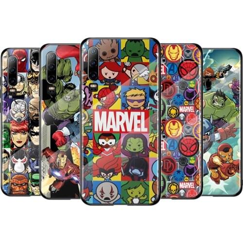 Marvel Anime Superhero For Huawei P40 P30 P20 P10 Pro Plus Lite 5G 2019 Tempered Glass Cover Shell Luxury Phone Case