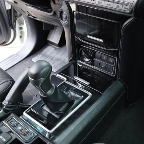 For Toyota Land Cruiser Prado FJ150 2018-2021 Black titanium Internal control Gear Shift Box Panel Cover Decor Trim