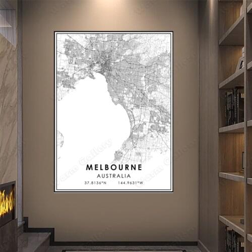Black and White City Map The Melbourne City Map Poster HD Print Wall Art Canvas Nordic Landscape Painting for Home Decor